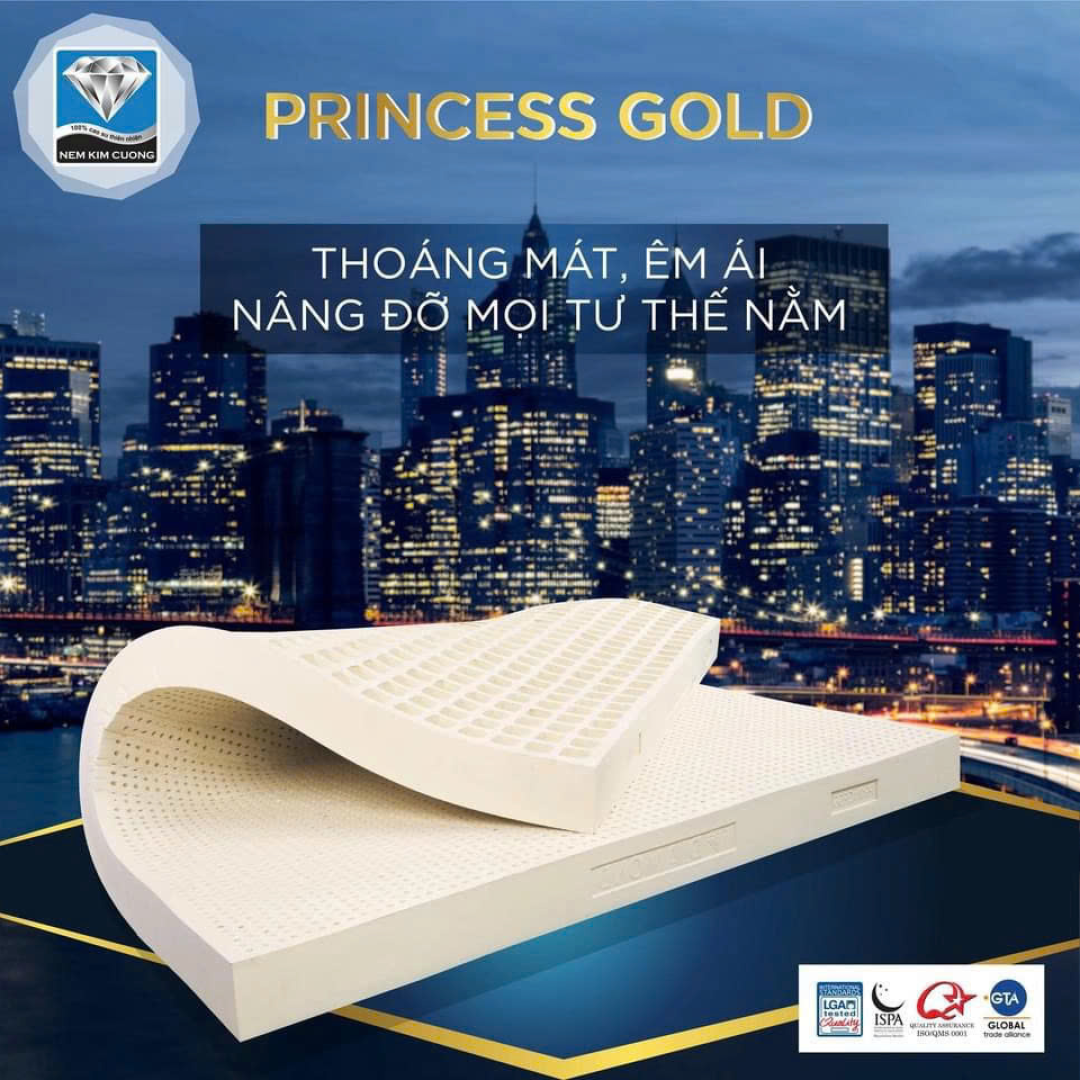 ĐỆM CAO SU TỰ NHIÊN PRINCESS GOLD KIM CƯƠNG